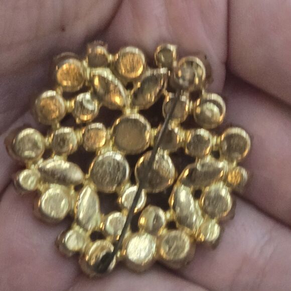 Vintage Made In Austria Blue Rhinestone Brooch Pin Earring Set Aurora Borealis - Picture 3 of 9